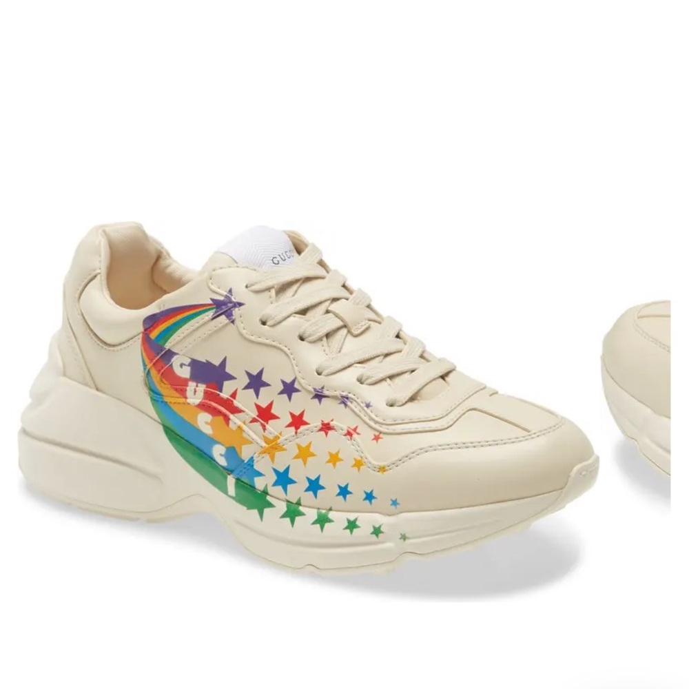Kids Gucci Rhyton Rainbow Stars Low Top Sneaker size 28